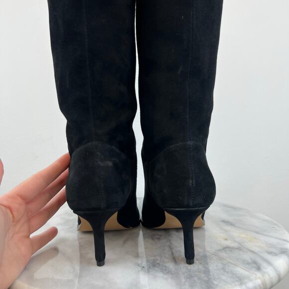 Steve Madden Leyna Black Suede Western Inspired Kitten Heel Tall Boots (Sz 6) - Picture 5 of 14
